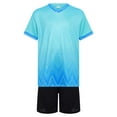 thumbnail image 3 of iefiel Kids 2pcs Sports Suit Quick Dry Printed Contrast Color Shirts Shorts Set For Football Basketball B Light Green 22, 3 of 7