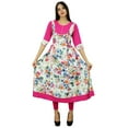 thumbnail image 2 of Bimba Women Printed Cotton Kurta Dress White & Pink Ethnic Kurti Clothing, 2 of 8
