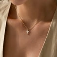 thumbnail image 3 of Turandoss 14K Gold Plated Dainty Diamond Cross Pendant Necklace for Women Faith Jewelry Trendy Personalizedt First Communion Christian Religious Gifts for Women Girls, 3 of 8