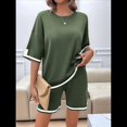 thumbnail image 4 of Conjuntos de Dos Piezas para Mujer: Jersey de Corta, Pantalones Anchos y Conjuntos de Viaje de Verano Verde M, 4 of 10