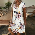 thumbnail image 2 of Lolmot Rompers for Women Summer Dressy Plus Size Sexy Dress Floral Print Short Sleeve V-Neck Swing Dress, 2 of 4