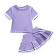 thumbnail image 3 of WOYY Big Girls Sports Outfits Short Sleeve T Shirt Pleated Skirt Set, Sizes 7-8Y, 3 of 4
