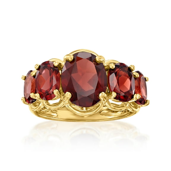 Ross-Simons 4.50 ct. t.w. Garnet 5-Stone Ring in 18kt Gold Over Sterling, Women's, Adult