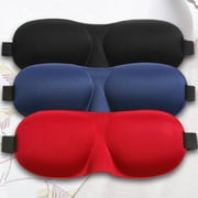 Sleep Mask for Woman and Man, Allovit Upgraded 3D Contoured 100% Blackout Eye Mask for Sleeping with Adjustable Strap, Black & Blue & Red
