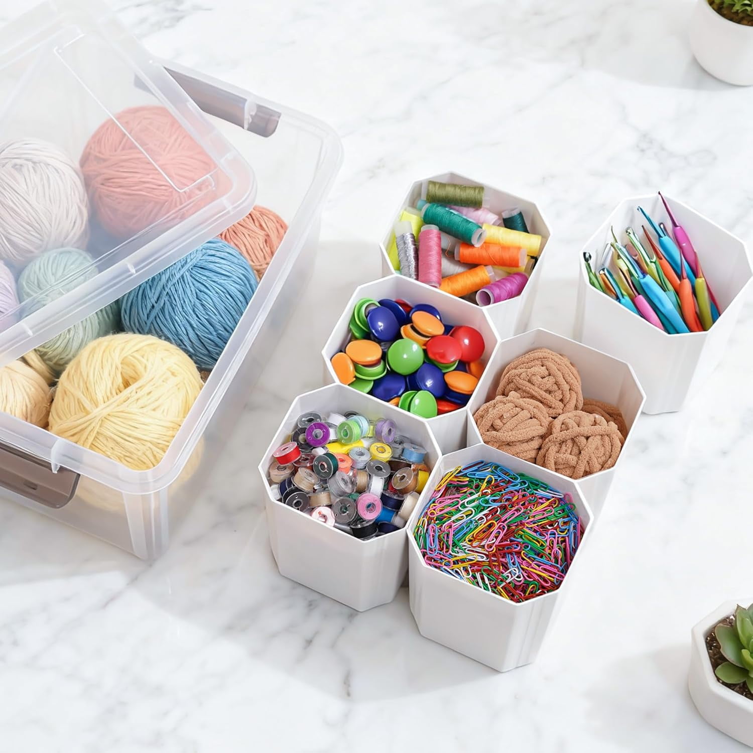 17 QT Plastic Storage Bins Clear Storage Box with Lids Multipurpose Stackable Storage Containers for Organizing Tool, Craft, Crayon, 2 Packs