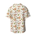 thumbnail image 6 of Lsque Squirrel And Mushroom print Men's Cuban Collar Short Sleeve Shirt Summer Beachwear Casual Button Down Fashionable Vacation Leisure Shirt-3X-Large, 6 of 7