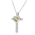 thumbnail image 2 of Sterling Silver Citrine and White Topaz Heart Cross Birthstone Pendant Necklace, 2 of 4