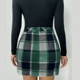 thumbnail image 5 of Inleife Womens High-Waisted A-Line Skirt Fashion Ladies Casual Check Print High Waist Tight Pencil Skirt Green M, 5 of 6