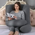 thumbnail image 6 of Topchances U-Shaped Multifunctional Pregnancy Pillow for Side Sleeper, Soft Grey Cotton Cove, 6 of 10