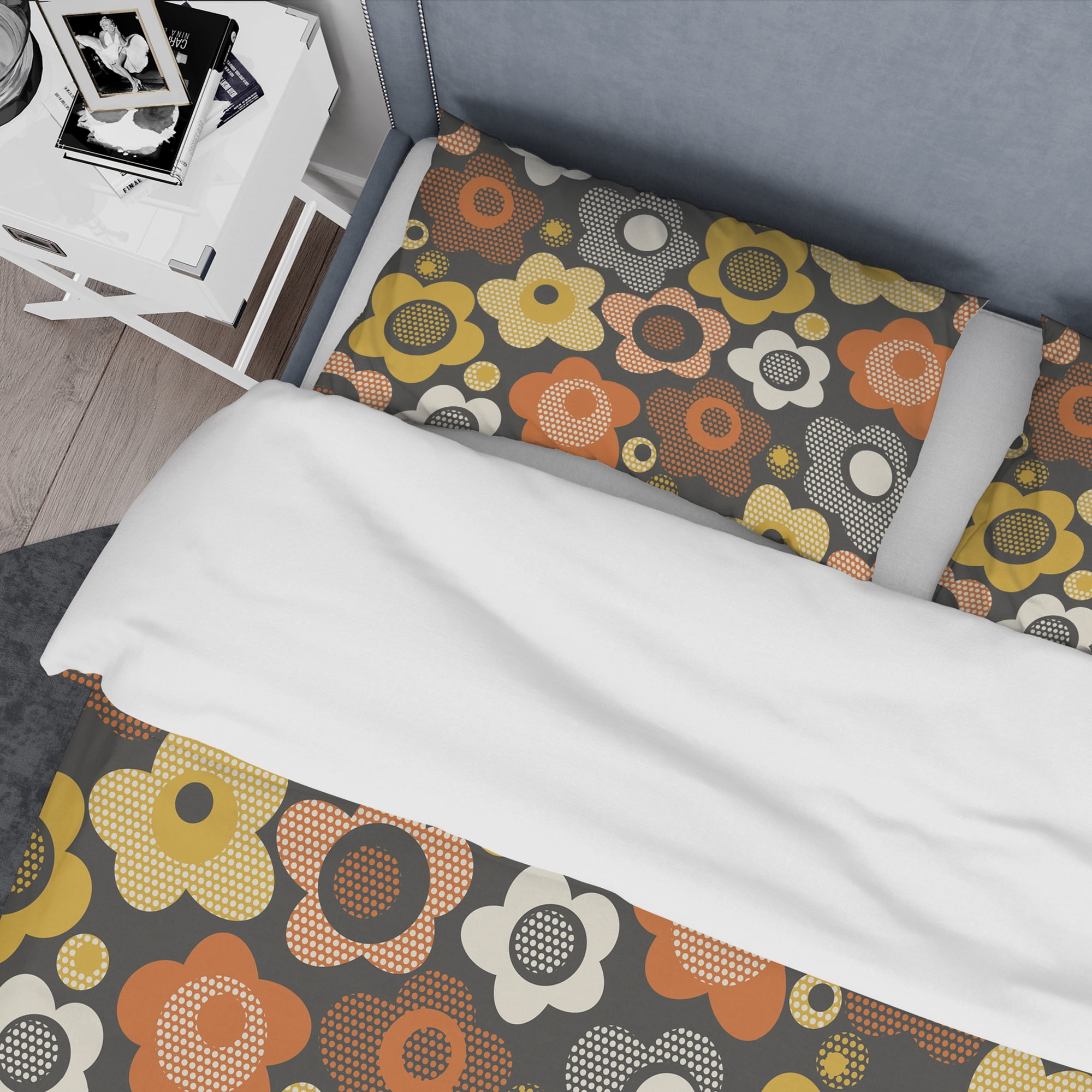 Designart 'Retro Floral Pattern VII' Mid-Century Modern Duvet Cover Set
