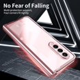 thumbnail image 5 of MonsDirect for 7.6 inch Samsung Galaxy Z Fold 4 5G 2022 Case, Clear Plating Frame Hard PC Back Shell With Screen Protector, Slim Anti-Drop Free Folding Hinge Protection for Galaxy Z Fold 4, Pink, 5 of 7