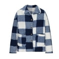 thumbnail image 5 of UVEASISHA Fleece Winter Jackets for Women Long Sleeve Casual Plaid Jacket Coats Button Down Trendy Warm Up Pocket Coat Outwear Sales Today Clearance,Blue,XL, 5 of 7