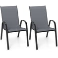 thumbnail image 1 of Gymax Set of 2 Patio Dining Chairs Stackable Armrest Space Saving Garden Black & Gray, 1 of 1