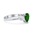 thumbnail image 3 of Three Stone Teardrop Pear Art Deco Green Emerald CZ Ring Band 925 Sterling Silver Size 5, 3 of 5