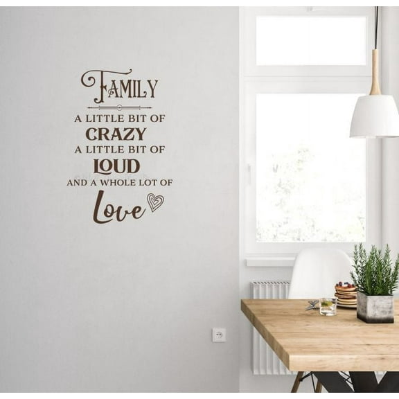 Family Little Bit of Loud Crazy Lot of Love Wall Quote Sticker Vinyl Art Decor Decal 23x16-Inch Chocolate Brown