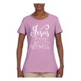 thumbnail image 2 of Wild Bobby, Funny Christian Quote Jesus Loves This Hot Mess, Inspirational/Christian, Women Graphic Tee, Light Pink, Small, 2 of 3