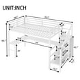 thumbnail image 2 of Harper & Bright Designs Full Size Metal Loft Bed with L-shaped Desk and Wardrobe, High Loft Bed with Adjustable Shelf and LED, Off White, 2 of 13