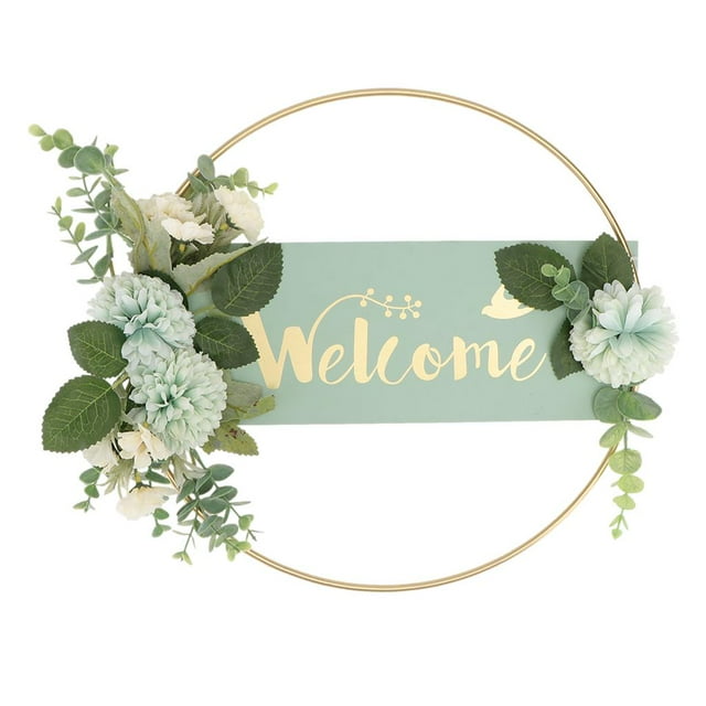 Cartel de bienvenida Baoblaze Corona guirnalda para puerta dentera Decoración de pared