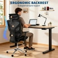 thumbnail image 6 of Ergonomic High Back Mesh Office Chair, Adjustable Armrest, Lumbar Support & Headrest, Slide Seat & Tilt Lock, Rolling Computer Desk Chair for Home Office, Black, 6 of 7