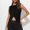 thumbnail image 1 of Soki Womens Sleeveless Vest Shirt Round Neck Button Tank Tops, 1 of 8