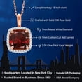 thumbnail image 2 of Gem Stone King 10K Rose Gold Red Garnet and White Diamond Pendant Necklace for Women (2.05 Cttw, Gemstone January Birthstone, Cushion Cut 7MM, with 18 inch Chain), 2 of 4