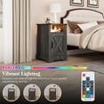 thumbnail image 4 of Superjoe LED Nightstand Set of 1 with Charging Station, Bedside Table with Storage Cabinet and Shelf, Rustic End Table, Farmhouse Wooden Side Table, for Bedroom, Living Room, Grey, 4 of 8