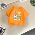 thumbnail image 5 of Chemises pour Fillettes Mode Personnalité Imprimée Col Rond Manches Courtes Tee Été Décontracté Ample Hauts Filles Orange 4 Ans-6 Ans, 5 of 5