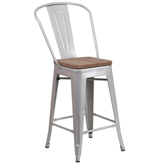 Flash Furniture Lily Metal Counter Stool, Silver