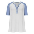 thumbnail image 5 of Womens Plus Size Henley Shirt, Short Raglan Sleeve Shirts for Women Summer Fashion Color Patchwork Crewneck Button Up T-Shirts, 5 of 6