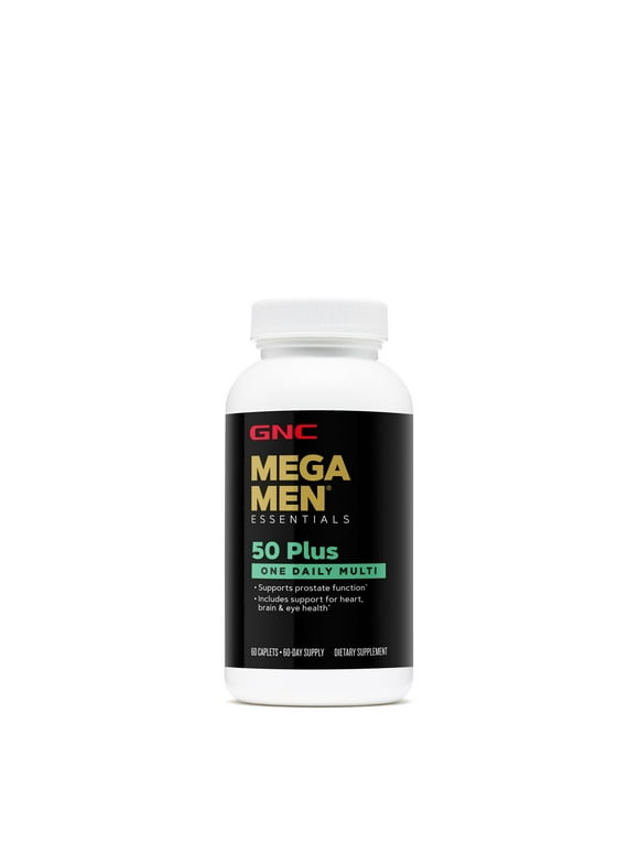 GNC Mega Men 50 Plus One Daily Multivitamin for Men, 60 Count, Take One A Day, Supports Prostate, Heart, Brain, and Eye Health