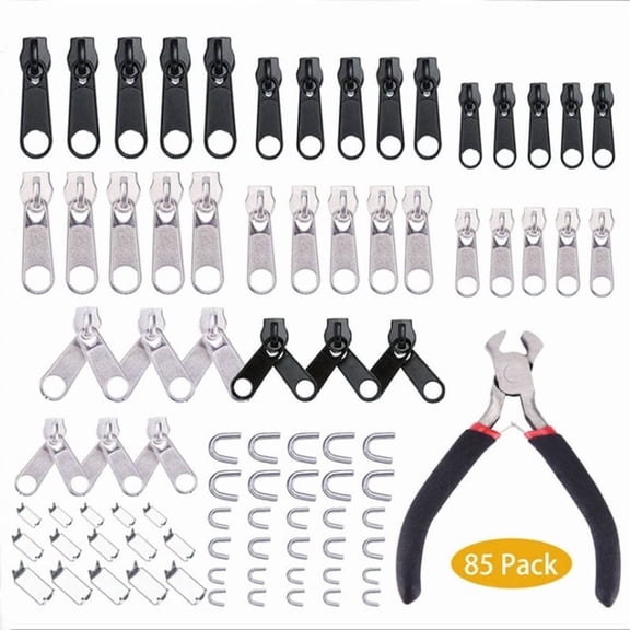 FGHAWQOW Zipper Fix Kit with 85 Zipper Sliders, Replacement Zippers for Bags, Luggage, Clothing & Outdoor Gear