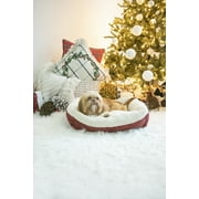 Aspen Pet Round Self Warming Oval Lounger Pet Bed for Dog and Cats, 19.5 x 19.5 x 7, Red