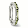 thumbnail image 4 of Stainless Steel 4mm August Light Green CZ Ring 6 Size, 4 of 6