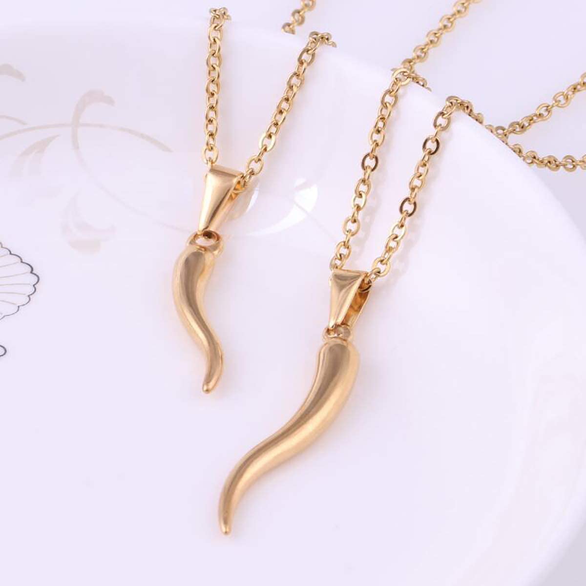Italian Horn Charm Amulet Necklace 