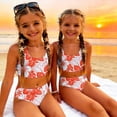 thumbnail image 5 of CCRFTGI Girls Swimsuits Size 6-7 Two Piece Sets Swimming Bathing Suit Beach Holiday Hawaiian Tropic Girls Bikini Cute Summer Girls Clothes Swim Suit Kids Bikini Red 3-4 Years, 5 of 9