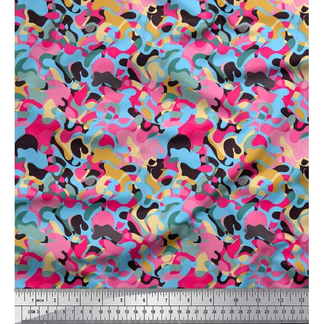 Soimoi Tissu Popeline de Coton Texture Multicolore Tissu Imprimé au Mètre 42 Pouces de Large