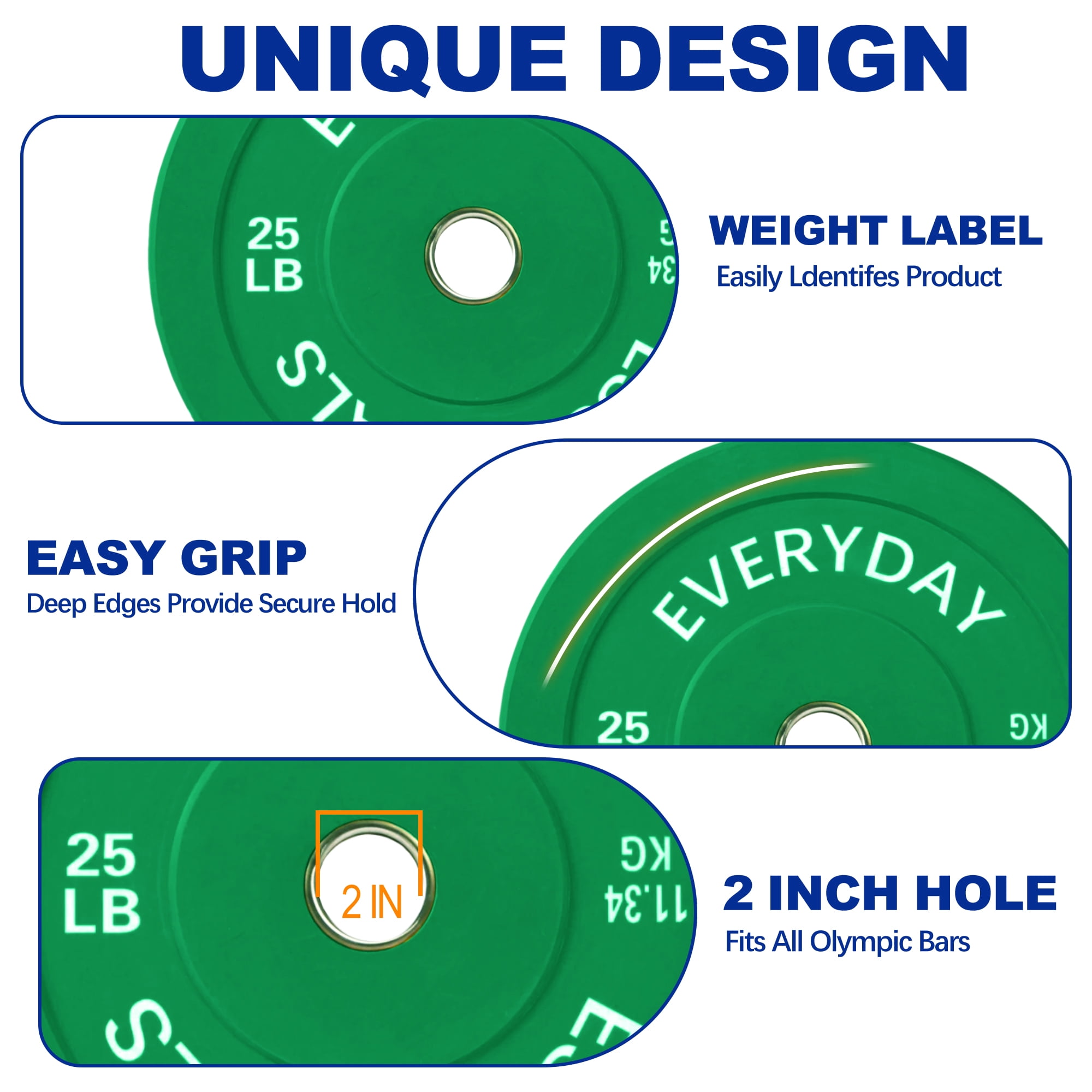 BalanceFrom 2" Olympic Bumper Plate Weight Plate Set with 7FT Barbell