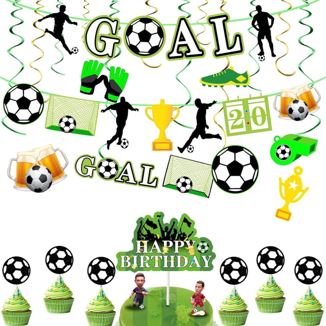 Decoración temática de la Copa Mundial de 2022, suministros para fiesta de fútbol, portería, bandera, adorno en espiral, inserto para pastel de fútbol Sincero Electrónica