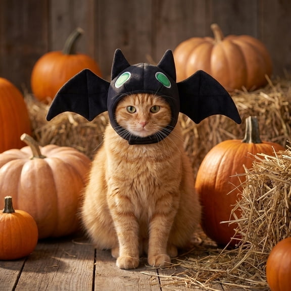 Halloween Pet Halloween Costumes Bat Hood, Dog Cat Black Wing Hat For Party Photos, Cat Halloween Costume Headwear Accessory
