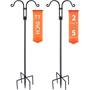 2 Pack 99" Shepherd Hook Poles | Heavy Duty String Light Poles With Adjustable Height For Outdoor Decor