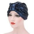 thumbnail image 5 of Yesbay Muslim Indian Women Shiny Sequin Pleated Turban Hat Chemo Cap Bandana Headwrap,Silver, 5 of 8