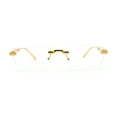 thumbnail image 3 of Rimless Hustler Retro Gangster Rapper Rectangle Luxury Fashion Eyeglasses Gold Beige, 3 of 8