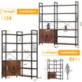thumbnail image 5 of Casendy 6-Tire Corner Bookshelf with 2 Barn Doors, 71.3" Tall Convertible Etagere Bookcase with Side Hooks, Study Metal Frame Display Storage Shelf for Living Room, Rustic Brown, 5 of 9