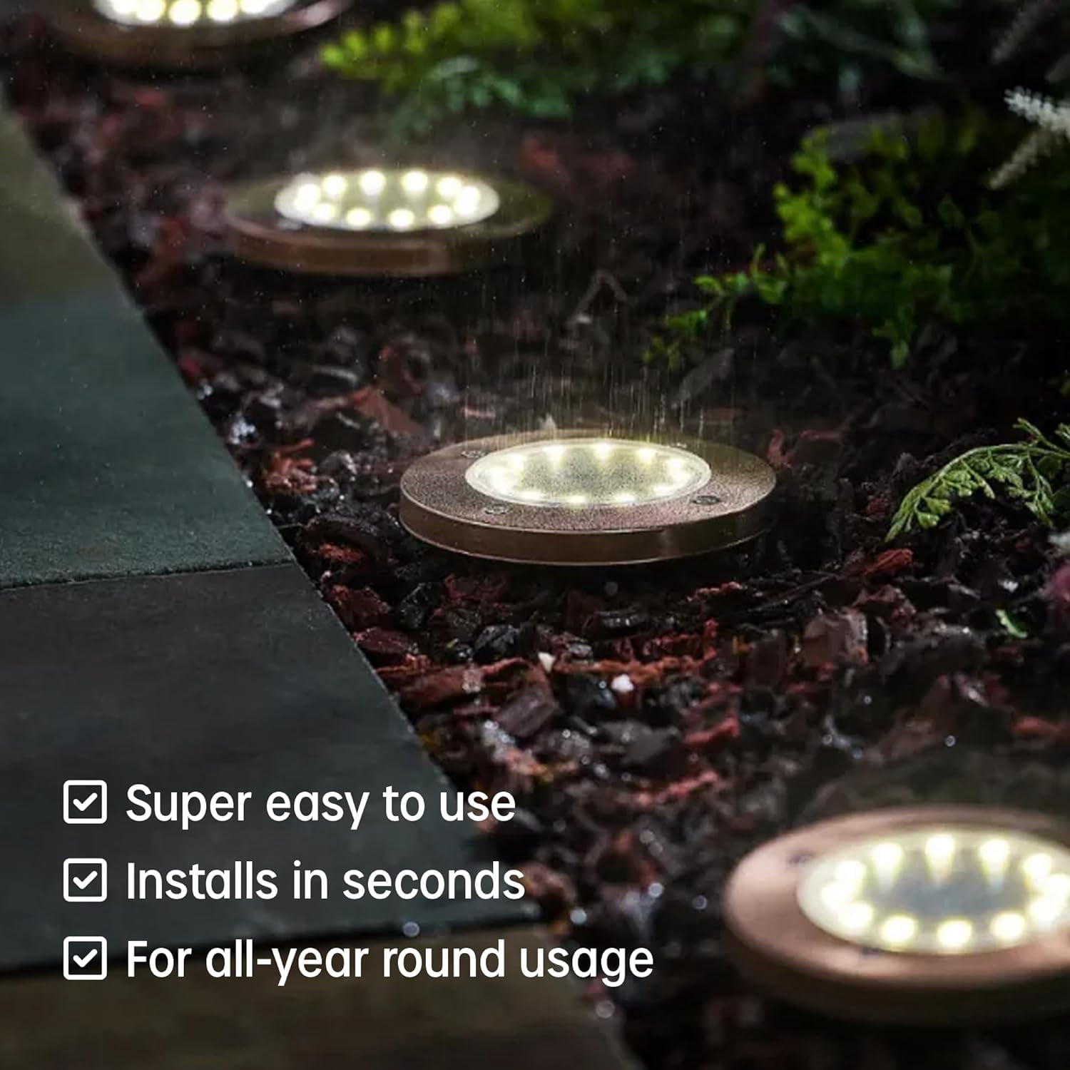 Bell+Howell Swivel Disk Lights Deluxe Solar Ground Lights Wireless Auto On/Off Solar Pathway Garden Outdoor Lighting with 8 LED Bulbs for Lawn, Patio, Garden, Yard, Pathways Waterproof, 8 Pack