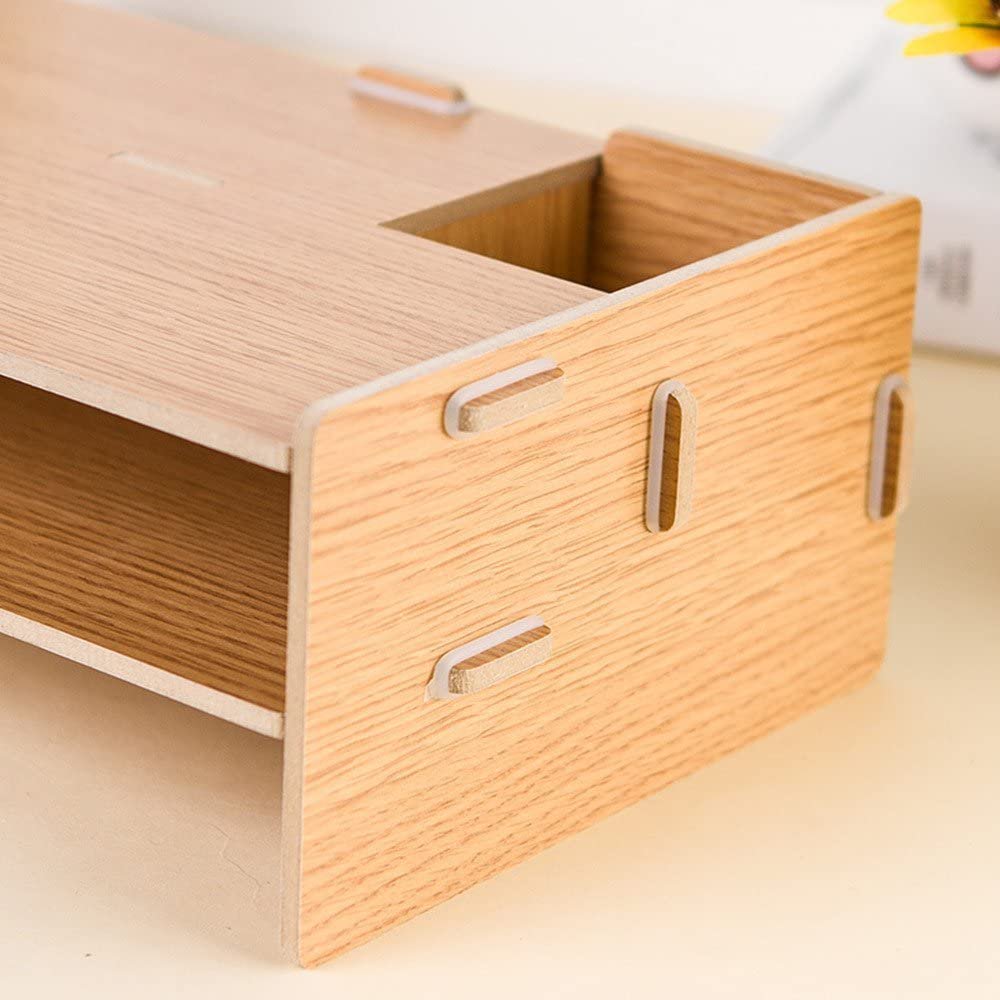 Home Neat Diy Wooden Desktop Monitor Stand Wooden Monitor Riser And Desk Organizer With Slots For Office Supplies Walmart Canada
