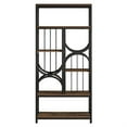 thumbnail image 4 of Demi Bonn 70" Industrial Metal & Wood Bookcase, Sturdy Multi-Level Display Shelf, Stylish Decorative Storage Rack for Home Office, Brown, 4 of 5