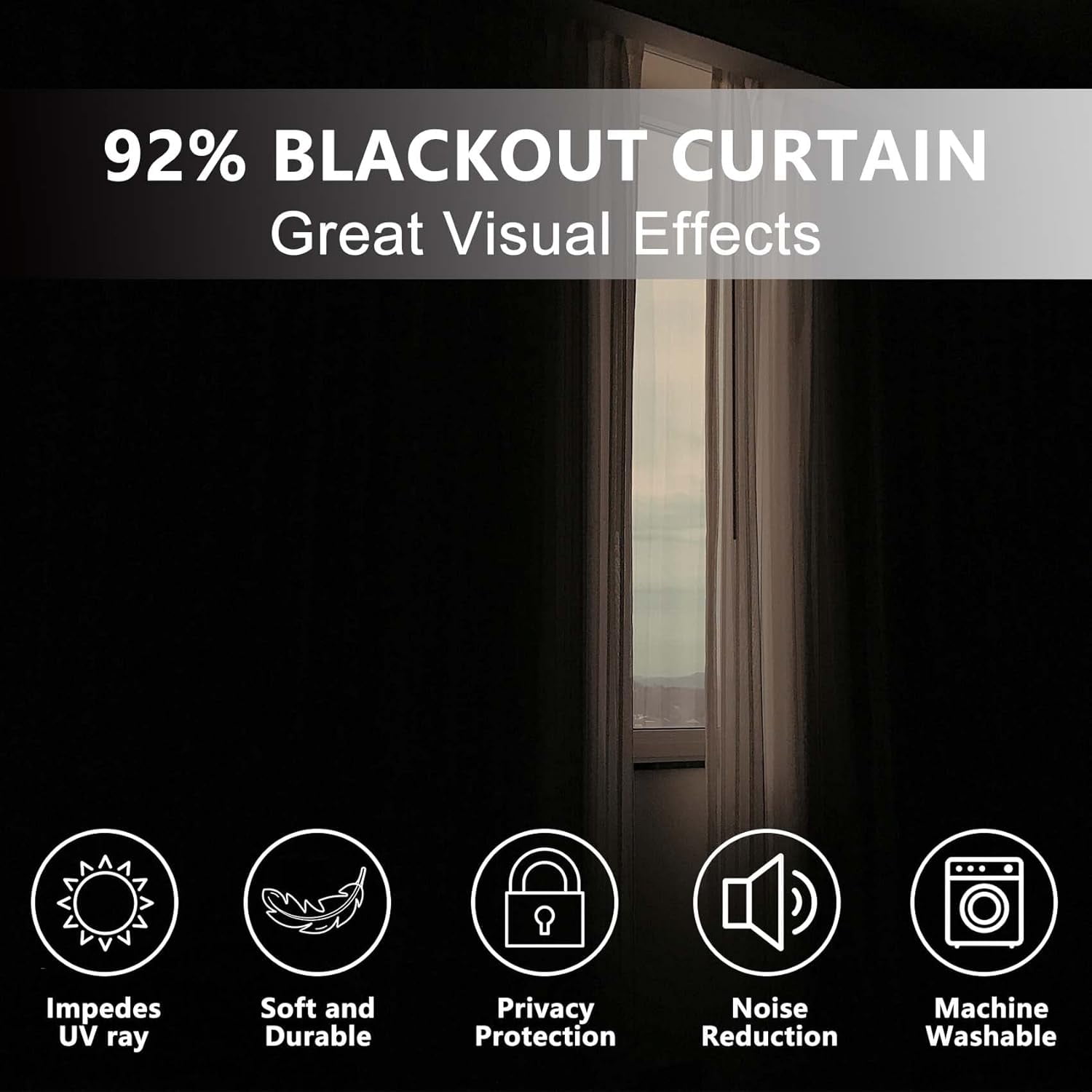 Gold Black Curtains, Blackout Curtains For Bedroom Living Room, Abstract Geometry Grommet Curtain, Window Drapes 53"W x 84"L (Pack of 2)