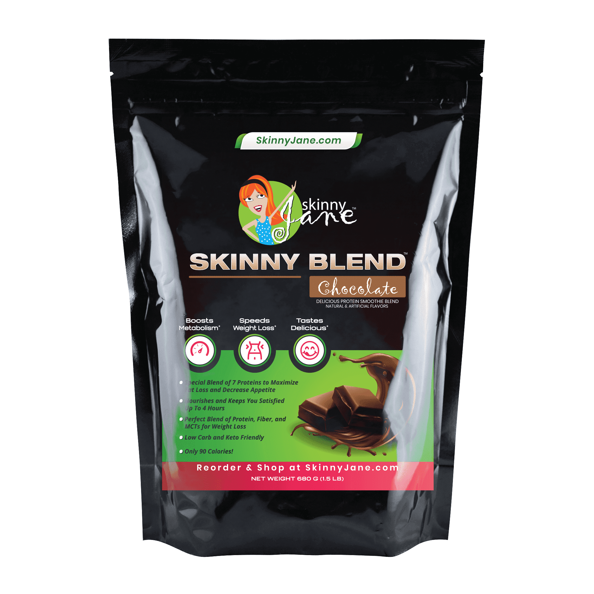 Skinny Jane Skinny Blend | Best Tasting Protein Shake | Smoothie Powder | Weight Loss | Meal Replacement | Low Carb Protein Shake | Diet Supplement | Appetite Control | 30 Shakes (Chocolate)