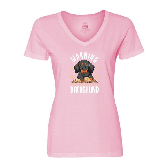 Inktastic Protected by a Dachshund Dog Women's V-Neck T-Shirt