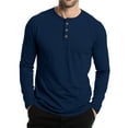 thumbnail image 5 of Evdexr Men's Long Sleeve Shirts Big and Tall Henley T Shirts Cotton Round Neck Workout Top Fall Button Down Raglan Classic Stretch Tops Navy L, 5 of 7